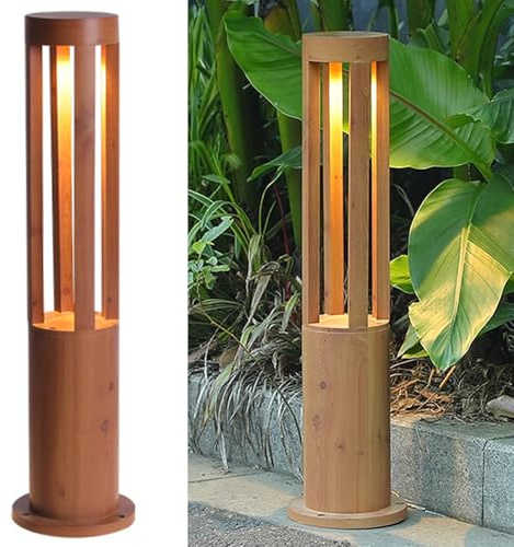 Lámpara de Camino Moderna de Aluminio con Pintura de Madera, IP54, Resistente al Agua, bolardo, 7 W, LED, para Exteriores, para jardín, Porche, Entrada, Patio