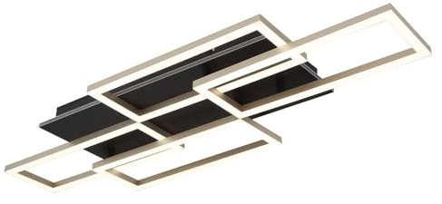 LED Deckenleuchte Fernbedienung Deckenlampe dimmbar Wohnzimmerleuchte, CCT Timer, Metall anthrazit champagner, 40W 2700Lm warm-kaltweiß, LxBxH 87,5x32,5x7,5