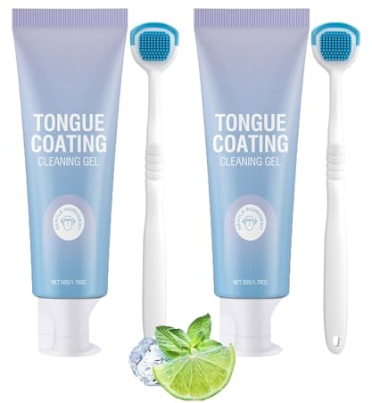 Zungenreiniger-Set, Zungenreiniger Gel mit Zungenbürste, Tongue Cleaner Zungengel Zur Effektiven Mundgeruch Bekämpfen Und Frischer Atem (2)