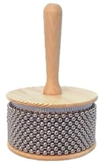 Angel Cabasa - Percussion-Handinstrument mit strukturierten Stahlperlen und Holzgriff - erhältlich in 3 Größen (11,5 cm)
