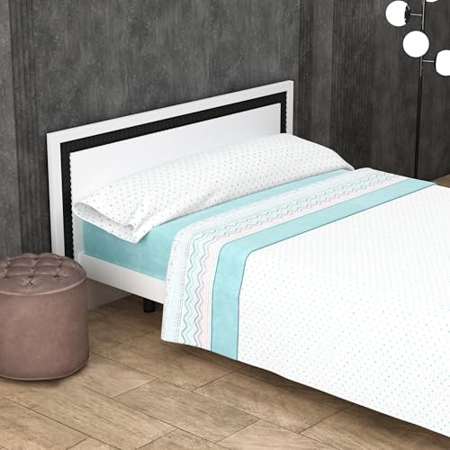 Kimbatex Textil Hogar Tienda Juego de Sábanas 3 Piezas Coralina 180gr Invierno | Cama 90, 105, 135, 150 y 180 cm | 6 Diseños + Infantiles Unicornios y Dinosaurios (Cristal Aqua, Cama 180cm)