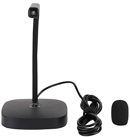 DENGPAO G22 USB Computer Microphone, Desktop PC Mic with Omnidirectional 360° Pickup, High Sensitivity Condenser Mic for Clear Sound, Plug Play USB Microphone for /7/8/10/ OS (Black)