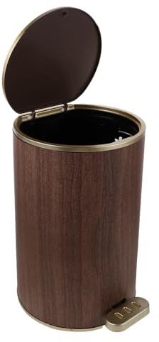 GARVALON Papelera de Pedal Vintage Redonda de 9L con Tapa Hermética Cubo de Basura de Plástico para Cocina Baño y Sala de Estar Contenedor Compacto Antiolor Hogar