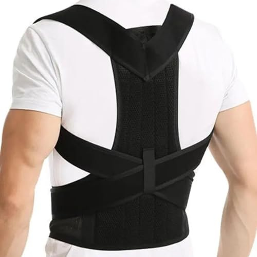 GHAKKE Corrector De Postura Transpirable Faja Lumbar para Escoliosis Enderezador Hombros Ajustable Alivio del Dolor De Espalda Superior E Inferior Previene La Joroba En Adolescentes(Black,L)