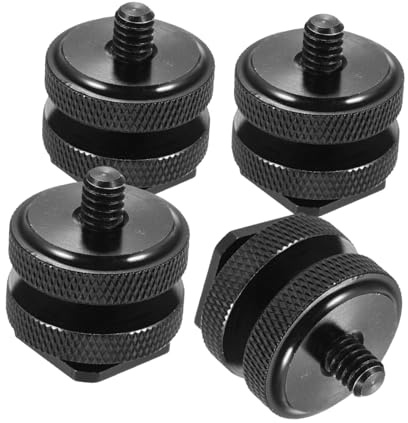 HEALEEP Adaptador de Tornillo de 1/4 Doble Capa para Cámara DSLR, 4 Piezas para Montaje de Zapata de Flash, Soporte para Trípode y Accesorio de Fotografía Portátil