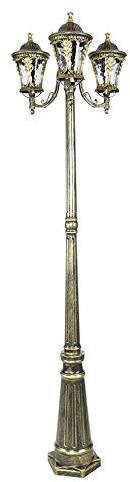 BMLOLMB Outdoor Lamp Post Light, Coutyard Glass Lantern E27 3-Lights Retro Outdoor Street High Pole Column Lamp European Antique IP54 Waterproof Garden Pillar Light Path Lawn,Height 2m