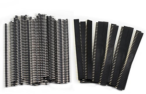 OCR 40PCS Pin Header, 2.54mm 40Pin Male and Female Header Pins Breakaway PCB Board Connector Single Row Pin Headers Strip for Arduino Shield