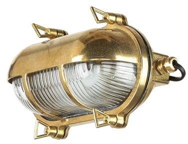 Licht-Erlebnisse Lampada da parete in ottone ovale, IP64, stile marittimo, per esterni, resistente alle intemperie, SKIATHOS