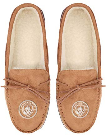 FOCO Premier League Football Manchester City Fan House Shoes Moccasin Slippers Mens Size 10-11