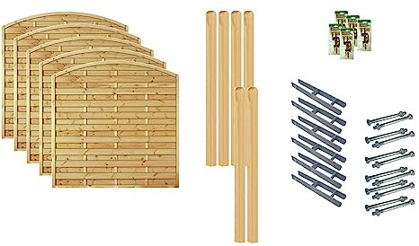 TETZNER & JENTZSCH Zäune Madison 3 I Sichtschutz Zaun 180 x 180cm Graugrün I Gartenzaun aus Holz für den Sichtschutz I Zaun mit Lamellenwand I Gartenzaun Komplettset mit Trennwand für den Windschutz