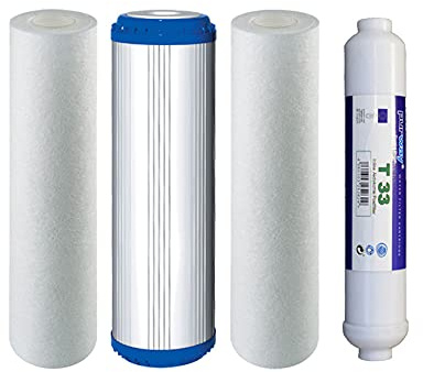purway® Ersatz Filter Osmose 4er Set 10 PLAX 1 T33 5 Stufen Osmoseanlage | Vorfilter und Nachfilter Set schützt Membrane und verlängert die Lebensdauer von Osmoseanlagen Austausch aller 6 Monate
