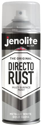 JENOLITE Directorust vernice spray lucida metallizzata | ORO BIANCO | Vernice multisuperficie | Primer, fondo e finitura all-in-one | 400 ml
