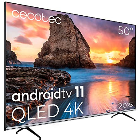 Cecotec QLED 50 Smart TV V1 Série VQU10050. 4K UHD, Android 11, Frameles Design, MEMC, Dolby Vision et Dolby Atmos, Large Gamme de Couleurs, modèle 2023