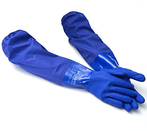 Youneedthat Chemical Resistant Gloves, Seamless Cotton Lined, Heavy Duty Waterproof Gloves, Long Rubber PVC, 24 L,XL,XXL