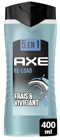 AXE - 5-in-1-Duschgel für Herren, Re-Load – 24 Stunden feuchtigkeitsspendend – 87% Inhaltsstoffe natürlichen Ursprungs – frischer & belebender Duft – 400 ml