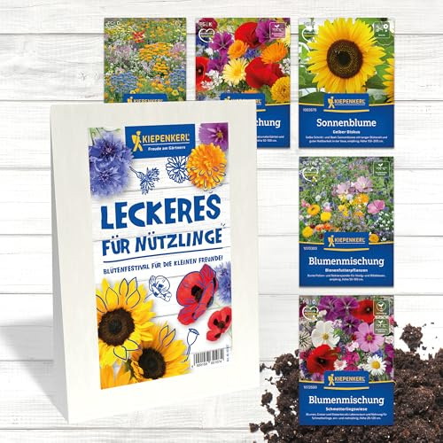 Kiepenkerl Saatgut-Set Leckeres für Nützlinge Blütenfestival für 65107 | Die kleinen Freunde, Blumenmischung, Sonnenblumen Samen Nützlings- Ratgeber, als Schnittblume, Aussaat ab Gemüse, einjährig