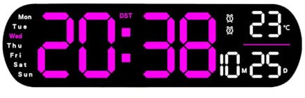 Oadnijuie Sveglia digitale a LED multifunzione Display chiaro ideale per persone anziane uso quotidiano. Telecomando facile da usare