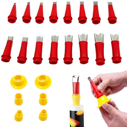Ein Satz einteiliger Edelstahldüsen, Silikon zum Abdichten, 22 Stück Verschiedene Größen Kartuschenspitzen Transparent Silikontüllen, Silikon Spitzen Kartuschenspitzen (19)