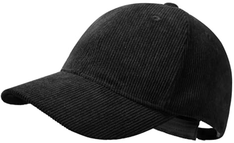 GADIEMKENSD Sombrero de Pana clásico para Hombres y Mujeres, Gorra de béisbol de Moda de Color sólido Vintage de Perfil bajo, Gorros de otoño e Invierno para Viajes y Compras al Aire Libre Negro