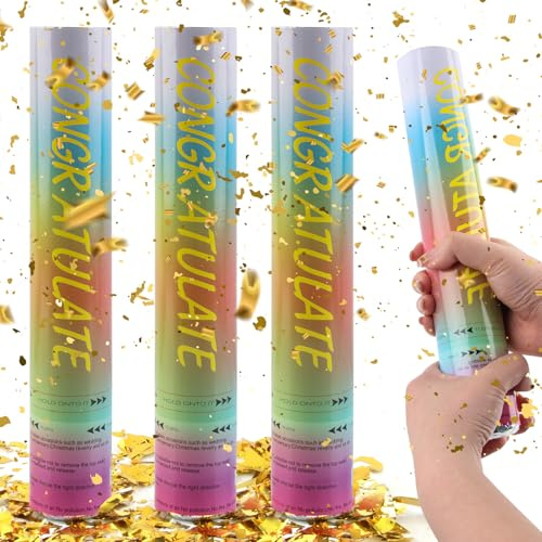 Konfetti Goldglitter*4pcs, SilverChry Party Popper Gold, Konfettikanone Geburtstag, Konfettipistolen Set, Confetti Kanone, Hochzeit Konfetti Poppers, Konfettikanonen Poppers (Fragmentiert)
