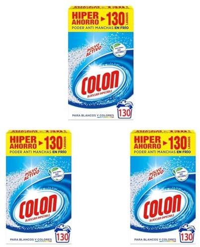 Colon Detergente Polvo, Azul, 130 Lavados (Paquete de 3)