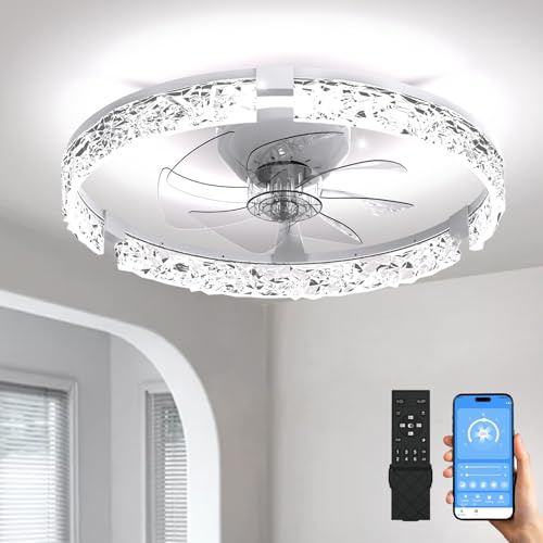 Aphyni 50cm Ventilador de techo con luz,3 temperaturas de color y 6 velocidades,ventilador de techo con lámpara,lámpara de techo moderna para dormitorio,sala de estar y cocina.