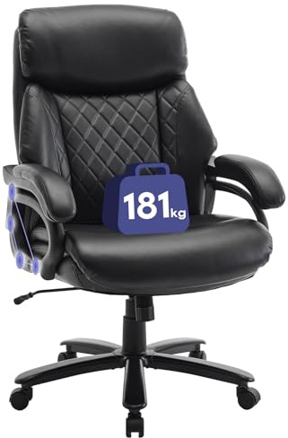 COLAMY Big and Tall Office Chair 400lbs, PU Leather Executive Office Chair for Heavy People, Extral Wide Adjustable Innerspring Desk Chair for Home Office with Padded Armrests