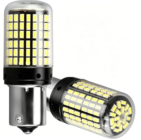 BA15S P21W 1156 LED Bulbs, 2 Pack 144SMD Car LED Indicator Lamp 6500K White Super Bright Reverse Backup Lights, Brake and Turn Signal Light Bulbs Canbus Error Free for 12V-24V Vehicles