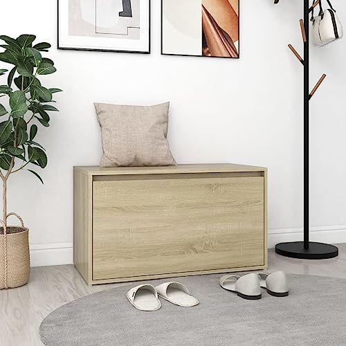 Mokuyary Panca d'ingresso 80 x 40 x 45 cm Rovere Sonoma Legno Ingegneria, Panca per Scarpe, per ingresso, camera da letto, soggiorno, bagno, cucina