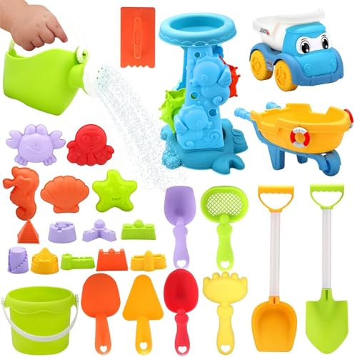 Giocattoli per sabbiera, 30 pezzi per esplorazione divertente, costruzione, gioco e strumento escavatore, giocattoli da spiaggia, per esterni, piscina, acqua, nuoto, immersioni, vacanze estive