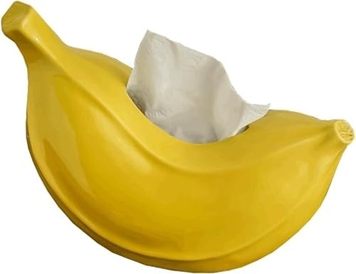 Dispenser for ansiktsservetter i keramisk design, gul, 26x13x18cm
