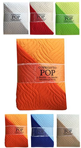 Tata Home Trapuntino Singolo Primaverile Estivo Copriletto Trapuntato Imbottito Double Face Mezza Stagione Morbido Telo Arredatutto Misura 170x250 cm Mod. Pop Colore Arancio Mandarino