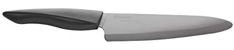 Coltello Kyocera in ceramica, coltello da chef, lama 18 cm, lama in ceramica zirconia nera, molato a mano, estremamente affilato, lavabile in lavastoviglie, impugnatura morbida, ZK-180 BK-BK