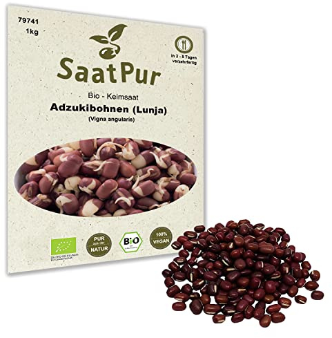 Lunja Adzukibohnen BIO Keimsprossen Saat - 1kg - Sprossen Mikrogrün Microgreens Sprossenanzucht