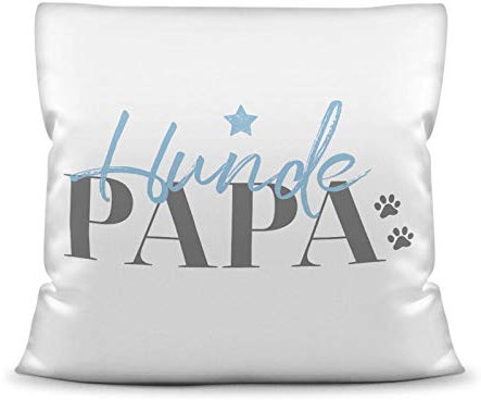 PfotenSchild Kissen mit Spruch inkl. Kissenfüllung - Hundepapa - Dekokissen mit Hundespruch - Persönliche Geschenkidee für den Hundebesitzer