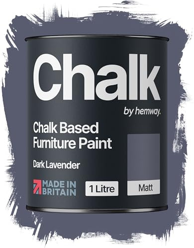 Hemway Chalk Based Furniture Paint, Dark Lavender Purple 1L, Matt Finish Shabby Chic, Chalk Paint Furniture & Walls, Quick Dry & 1 Coat