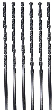 sourcing map High Speed Steel Lengthen Straight Shank Twist Drill Bit Fully Ground Black Oxide 3mm Drill Diameter 100mm Total Length 55mm Drill Bit Length 6 Pcs