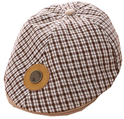 Usunny Kinder Mädchen Jungen Baskenmütze, kariert, für Babys von 1 – 4 Jahren, Café 2*, One size