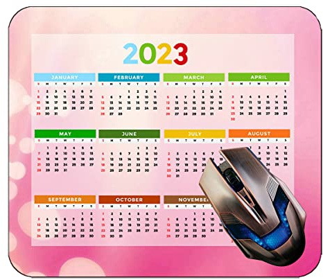 Spelmusmatta 2023 års kalender med semester, blomma ljus himmel löv musmattor