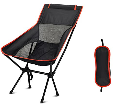 LHX Outdoor-Klappstuhl Ultraleichte tragbare Camping-Stuhl-Angelstuhl-Kunst skizzieren kleine Bank-Strandstuhl-Mondstuhl (Color : Black red)