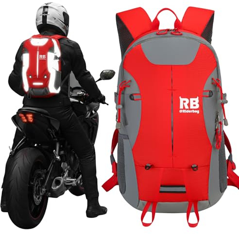 riderbag Reflektierender Motorradrucksack, leichter Laptoprucksack für Motorradfahrer. Reiserucksack. Fahrrad Sicherheit im Dunkeln. Mit optionalem Rückenprotektor