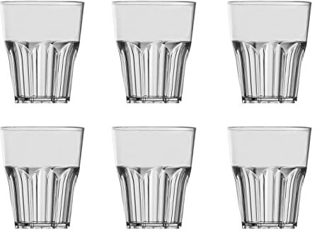 Garnet - Bicchiere in PLASTICA Riutilizzabile mod. Rox trasparente X 6 PEZZI– Lavabile in lavastoviglie – 29 Bordo/ 25 cl a Servizio - 100% Made in Italy