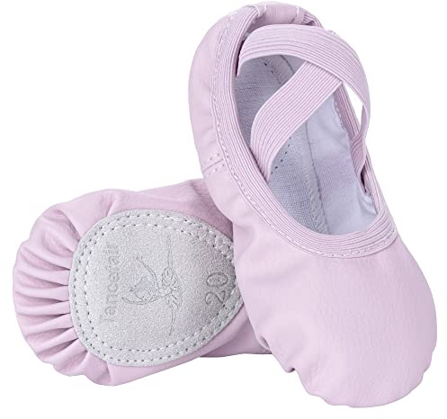 Tancefair Scarpe Danza Classica in Pelle Scarpette Ballo Scarpette da Danza Pantofole Mezza Punte Scarpe da Ballerina per Bambina Ragazze Donna
