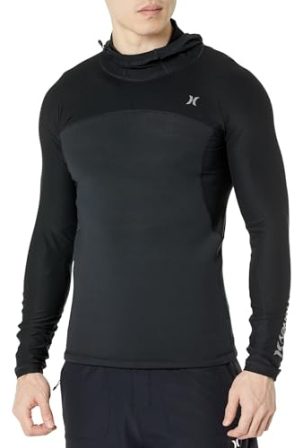 Hurley Coast Guard Hooded Surf Top Maglietta, Nero, XXL Uomo