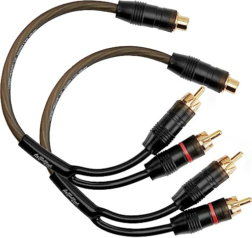 Install Link RCA Audio Cable for Subwoofer or Stereo Cable, Y Adapter 1-Female to 2-Male Splitter, 2pk