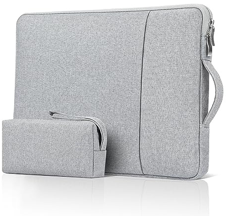 jooeer 11 Inch Laptop Sleeve Case Compatible with 11-12 Chromebook Tablet, Waterproof Computer Carrying Bag Protective Padded Cover with Handle Pocket Accessories Pouch, Grey