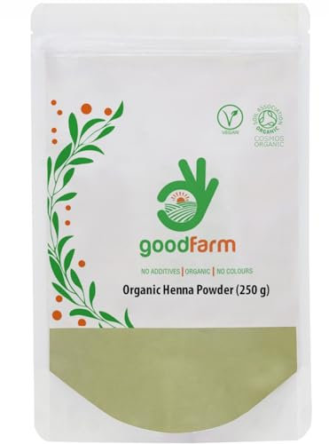 goodFarm Organic Henna Powder 250g - Organic Vegetal Hair Colour, Cruelty-Free, Natural Henna, Free-from Additives, Natural Conditioner
