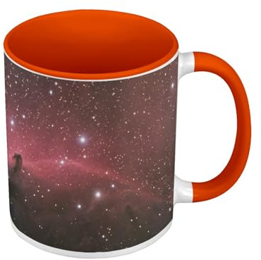 Tasse in Premium-Qualität, Orange – Pferdekopf Space Astronomie – Tasse mit Henkel und farbigem Innenfutter