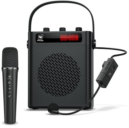 Micrófono inalámbrico amplificador de voz/micrófono de mano, micrófono portátil de 40 W y altavoz, sistema de karaoke inalámbrico, altavoz Bluetooth con micrófonos, sistema PA personal, 4 efectos de