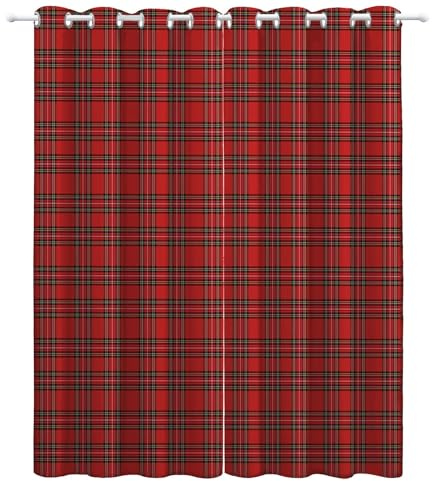 Tende Oscuranti per Finestra 140x160cm, Classico Motivo Scozzese Da Taglialegna con Occhielli Termoisolanti, 2pcs Tende Anti-sbiadimento in Poliestere, per La Camera dei Bambini, Rosso